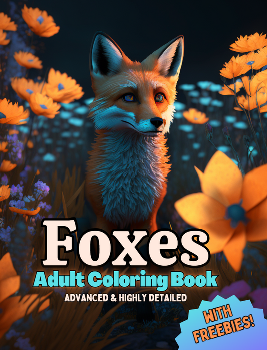 Foxes Coloring Book for Adults - DIGITAL DOWNLOAD